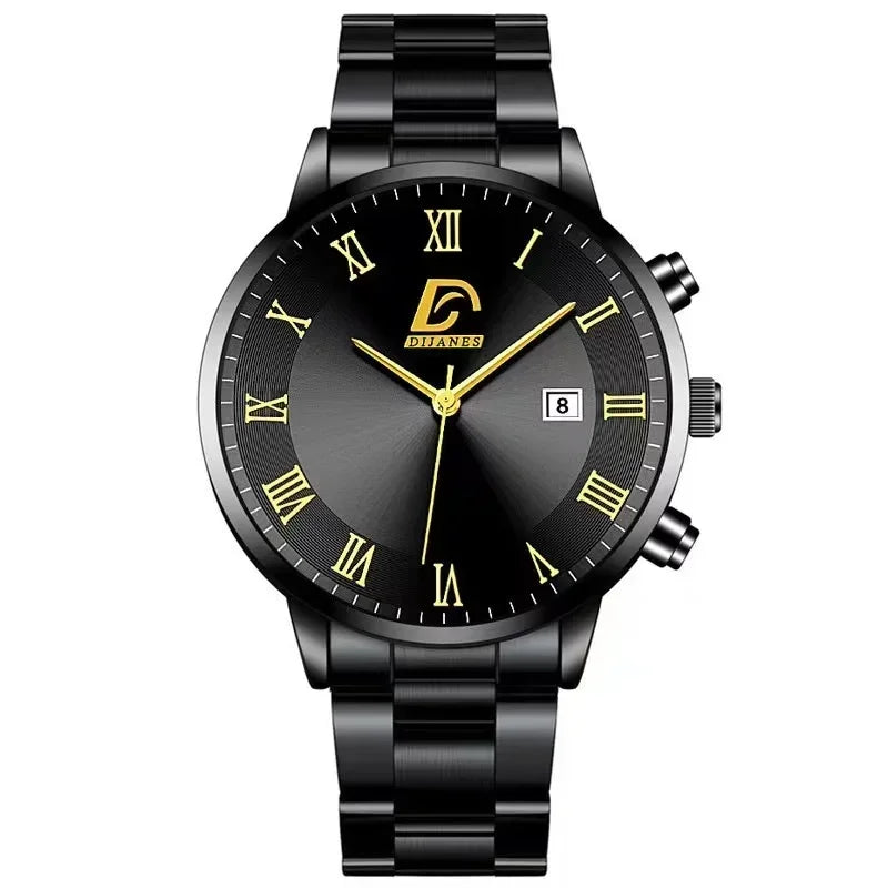 Valor Quartz Watch – Men’s Stainless Steel Gold Date Timepiece