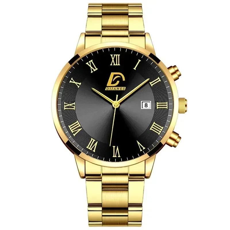 Valor Quartz Watch – Men’s Stainless Steel Gold Date Timepiece
