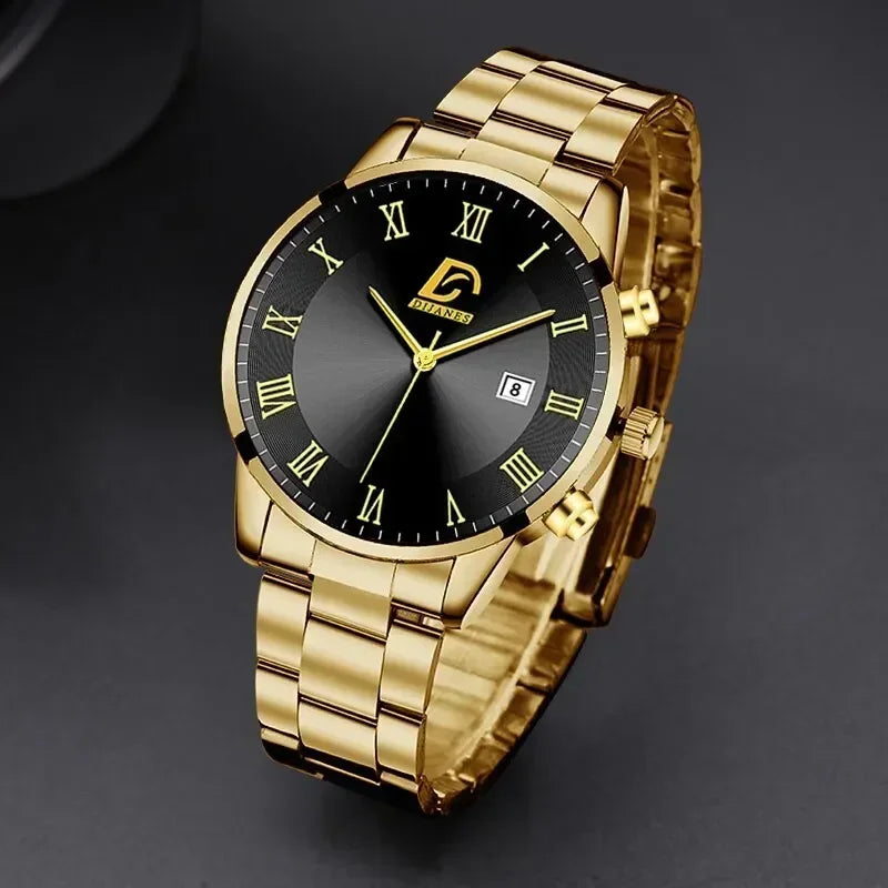 Gold & Black Men's Luxury Quartz Watch